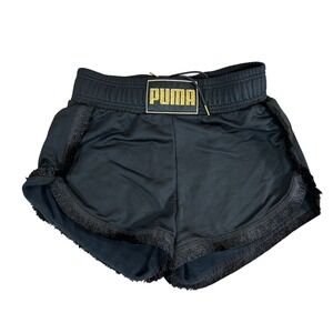 Puma x Charlotte Olympia Womens Black Fringe Shorts Gold Logo 596765-01 Size M